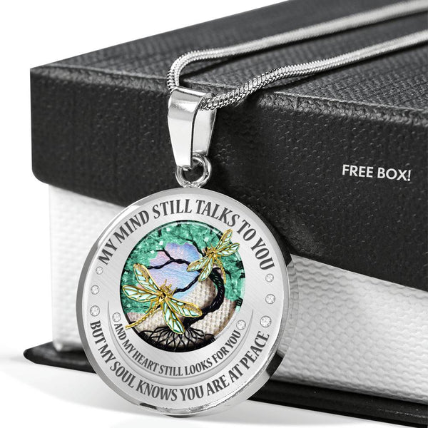 My Mind Still Talks To You Dragonflies Moon Tree Of Life SP2209018 Luxury Necklace with Back Engraving