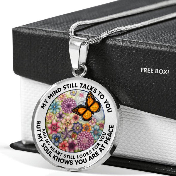 AG2208047 My Mind Still Talks To You Orange Monarch Butterflies Flower  Luxury Necklace with Back Engraving