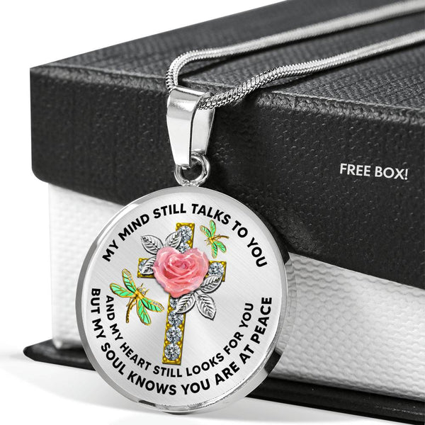 JL2007001 My Mind Still Talks To You Golden Dragonflies Rose Silver Cross Luxury Necklace with Back Engraving