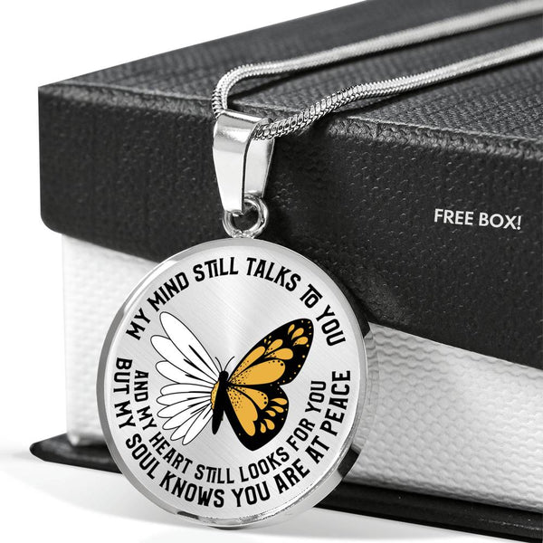DAI03 Butterfly Daisy Flowers NE01 My Mind Still Talks To You Luxury Necklace with Back Engraving