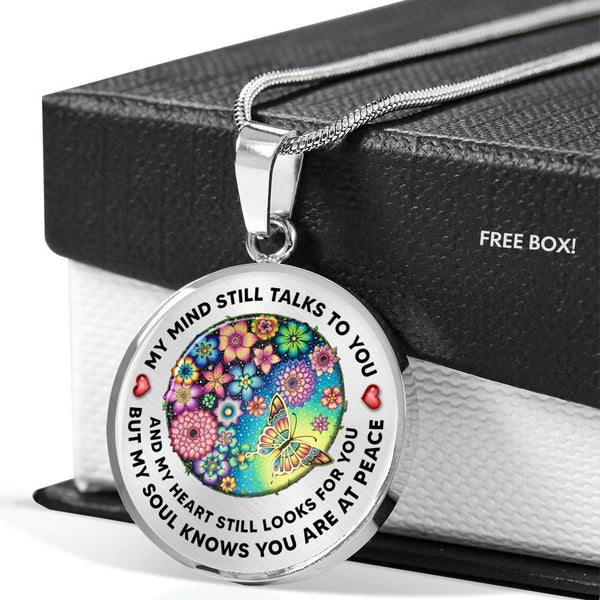 My Mind Still Talks To You Butterfly Colorful Flower PT0050 Luxury Necklace with Back Engraving