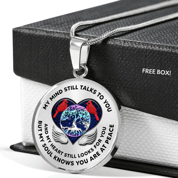 JL2207004 My Mind Still Talks To You Red Cardinals Tree Of Life Heart Wings With Galaxy Luxury Necklace with Back Engraving