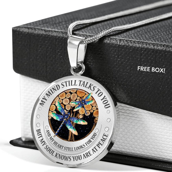 My Mind Still Talks To You Blue Dragonflies Wood Tree Of Life SP1909055 Luxury Necklace with Back Engraving