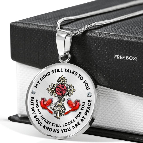 JL2107001 My Mind Still Talks To You Red Cardinal Rose Infinity Golden Luxury Necklace with Back Engraving
