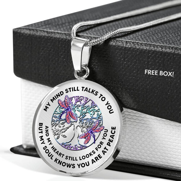 JL1407040 My Mind Still Talks To You Purple Dragonflies TitanTree Of Life Luxury Necklace with Back Engraving