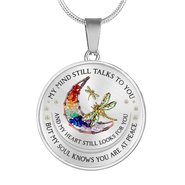 POLVSH0013 Dragonfly Moon Chakra My Mind Talks To You Luxury Necklace with Back Engraving