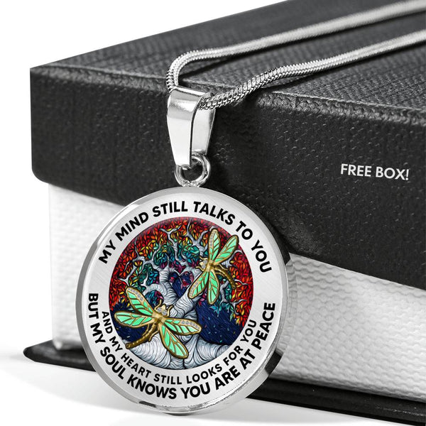 AG2008054 My Mind Still Talks To You Dragonflies Rainbow Tree Of Life  Luxury Necklace with Back Engraving