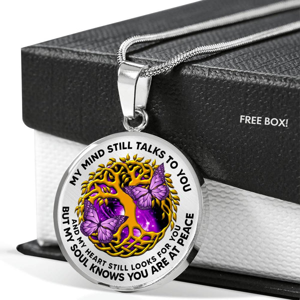 AG0408059 My Mind Still Talks To You Purple Butterflies Gold Tree Of Life And Galxy  Luxury Necklace with Back Engraving