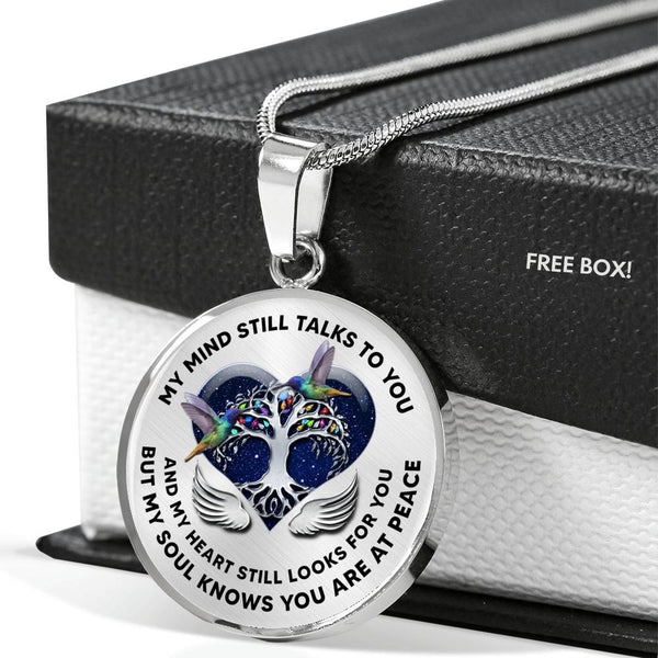 JL2207005 My Mind Still Talks To You Hummingbird Tree Of Life Heart Wings Luxury Necklace with Back Engraving