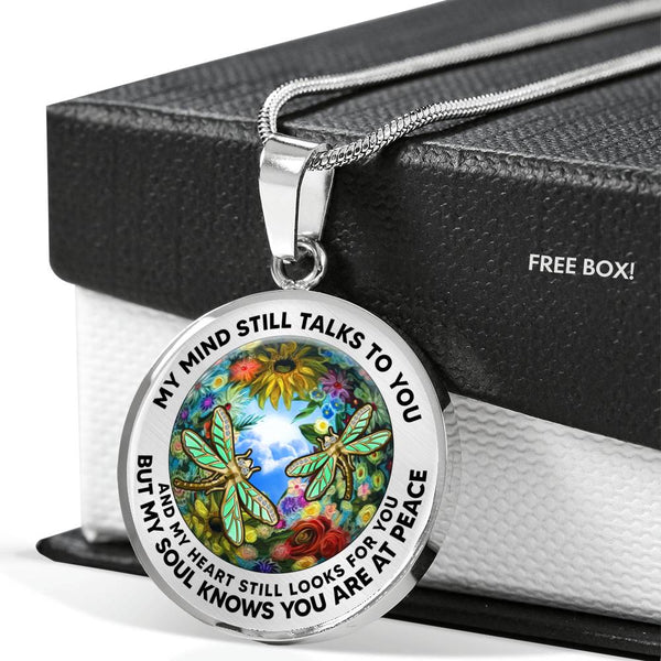 AG2208063 My Mind Still Talks To You Dragonflies Flower  Luxury Necklace with Back Engraving