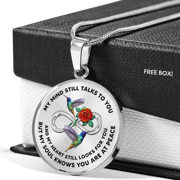 JL2107009 My Mind Hummingbird Rose Infinity Silver Luxury Necklace with Back Engraving