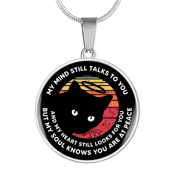 My Mind Still Talks To You Black Cat Angel CNLVBC0019 Memorial Necklace