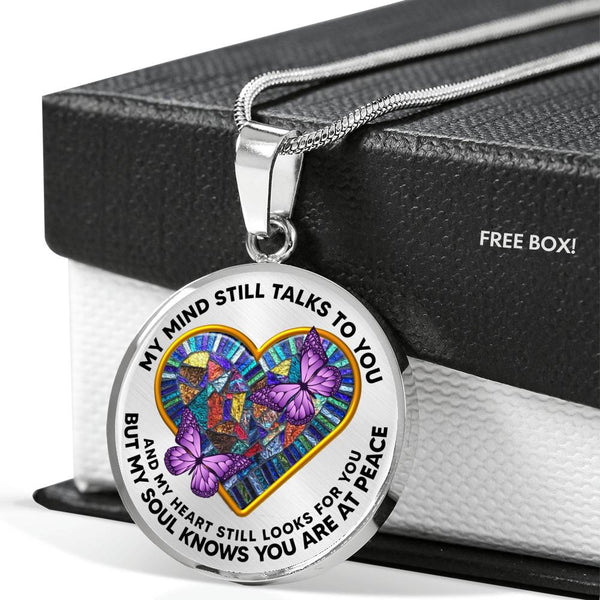SP0509019 My Mind Still Talks To You Purple Butterflies Broken Heart Luxury Necklace with Back Engraving