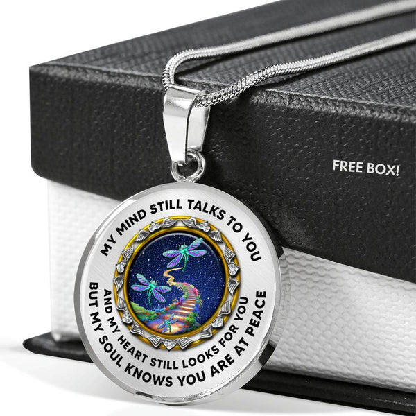 JL1407014 My Mind Still Talks To You Turquoise Dragonflies Stairway To Heaven Luxury Necklace with Back Engraving