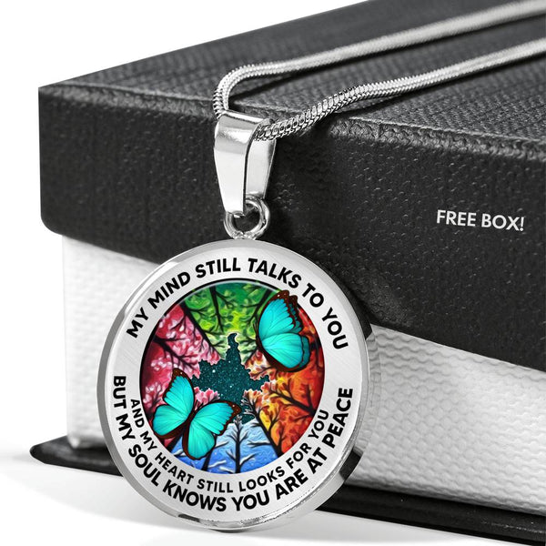 AG2108007 My Mind Still Talks To You Turquoise Butterflies Four Season Tree Of Life  Luxury Necklace with Back Engraving