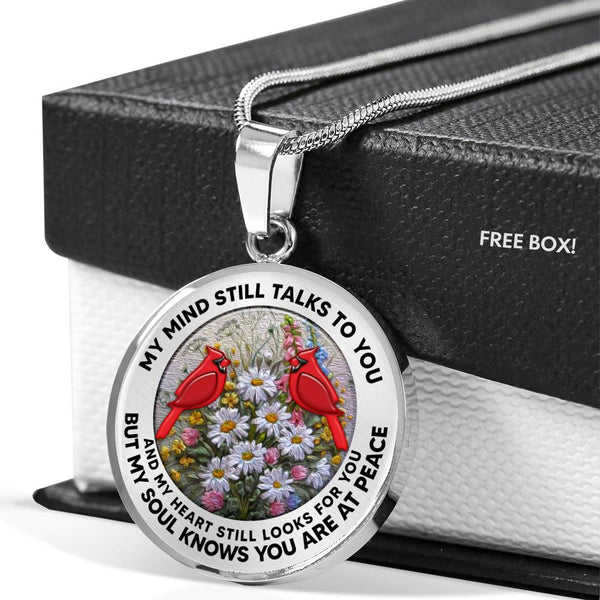 AG2908065 My Mind Still Talks To You Red Cardinals Flower Luxury Necklace with Back Engraving