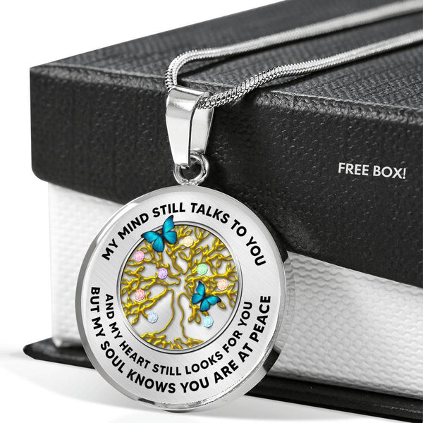 JL1407015 My Mind Still Talks To You Turquoise Butterflies Gold Tree Of Life And Birth Stones  Luxury Necklace with Back Engraving