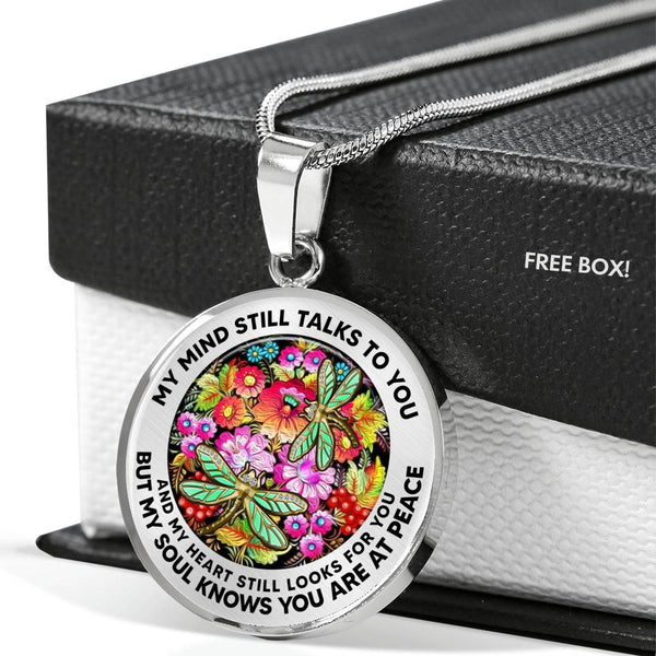 AG2808030 My Mind Still Talks To You Dragonflies Flower Luxury Necklace with Back Engraving