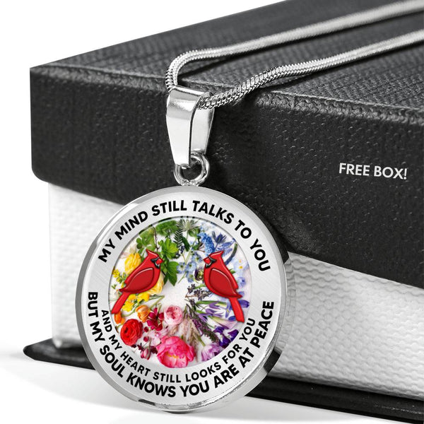 AG2608044 My Mind Still Talks To You Red Cardinals Flower Luxury Necklace with Back Engraving