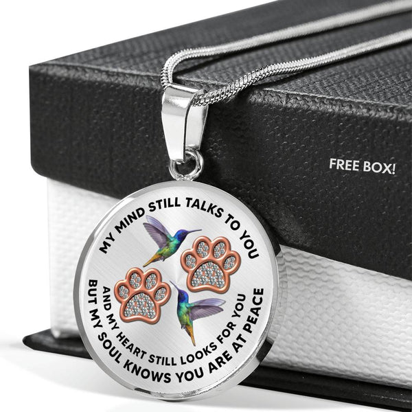 JL1507008 My Mind Still Talks To You Hummingbirds Rose Gold Paw Luxury Necklace with Back Engraving