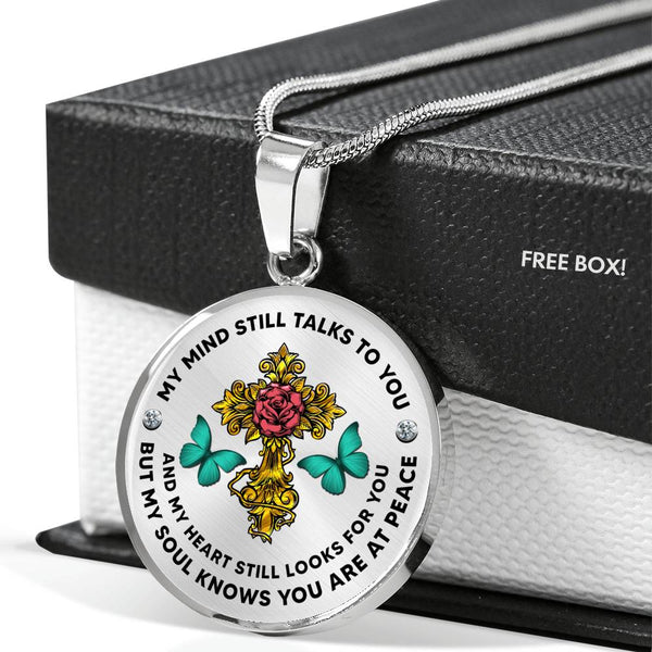 JL2107002 My Mind Still Talks To You  Turquoise Butterflies Rose Golden Cross Luxury Necklace with Back Engraving