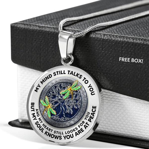 JL2407088 My Mind Still Talks To You Golden Dragonflies And Silver Tree Of Life With Galaxy Luxury Necklace with Back Engraving