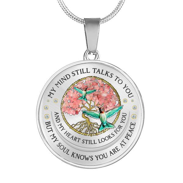 POLVSH0011 Hummingbird Pink Tree Of Life Chakra v2 My Mind Talks To You Luxury Necklace with Back Engraving