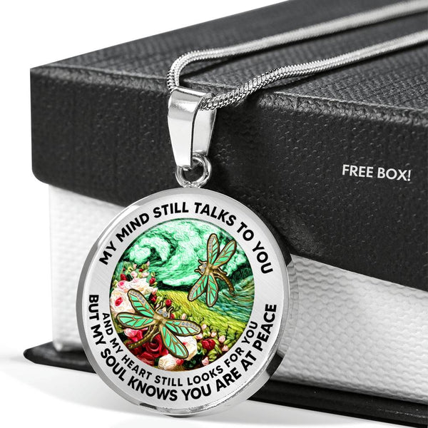 AG2508055 My Mind Still Talks To You Dragonflies Flower Luxury Necklace with Back Engraving