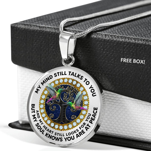 JL2407142 My Mind Still Talks To You Green Humingbirds And Black Tree Of Life Wuth Galaxy Luxury Necklace with Back Engraving