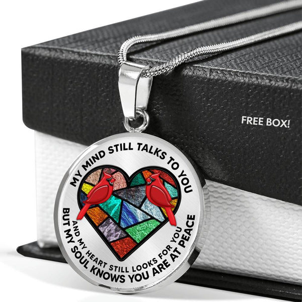 SP0109034 My Mind Still Talks To You Red Cardinals Broken Heart Luxury Necklace with Back Engraving