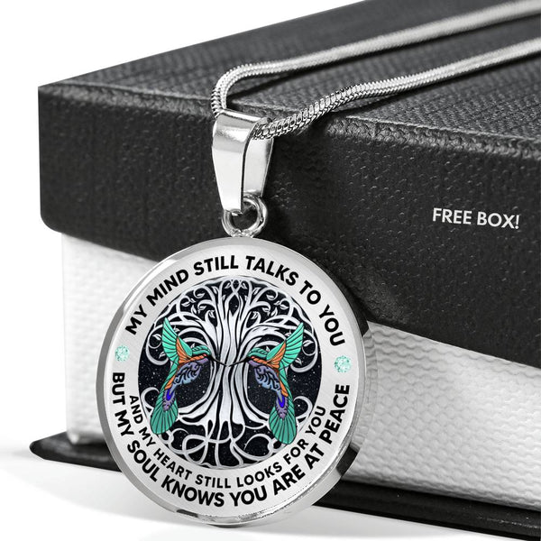 AG2008063 My Mind Still Talks To You Hummingbirds Silver Tree Of Life  Luxury Necklace with Back Engraving