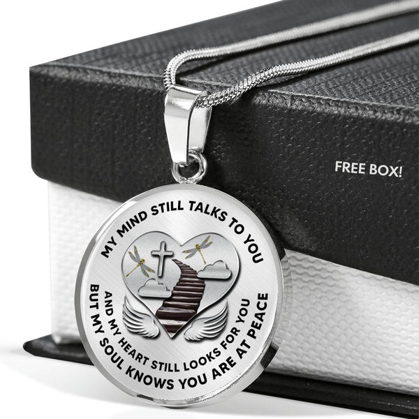 D0713004 My Mind Still Talks To You Yellow Dragonflies Stair Way To Heaven With Silver Cross Luxury Necklace with Back Engraving