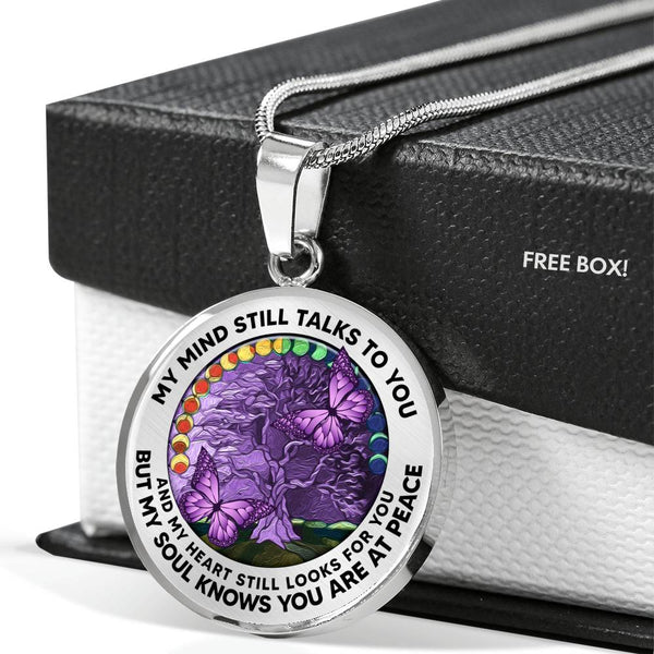 AG2208027 My Mind Still Talks To You Purple Butterflies Tree Of Life Luxury Necklace with Back Engraving