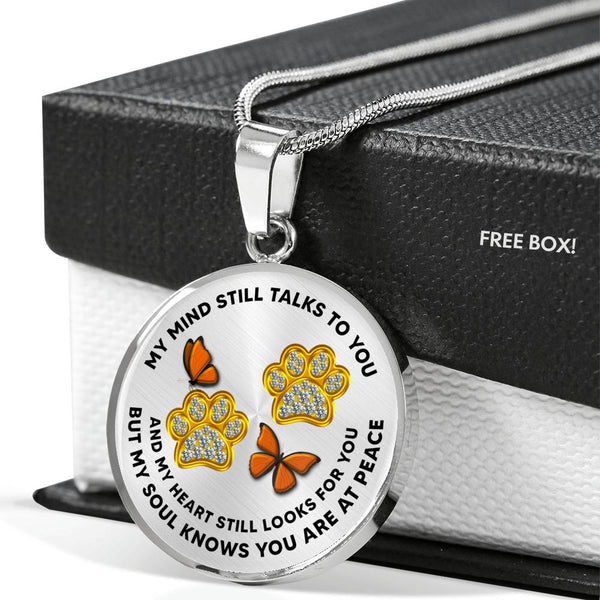 JL1507013 My Mind Orange Butterflies Gold Paw Luxury Necklace with Back Engraving