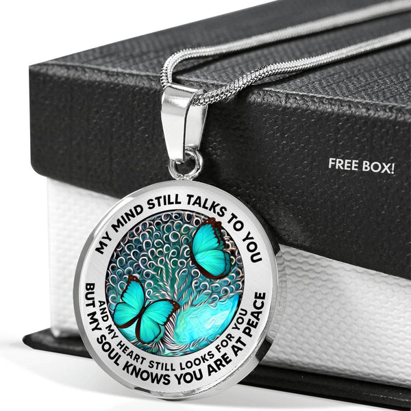 AG2208006 My Mind Still Talks To You Turquoise Butterflies Tree Of Life Luxury Necklace with Back Engraving