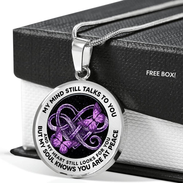 SP0509016 Mind Still Talks To You Purple Butterflies Broken Heart Luxury Necklace with Back Engraving
