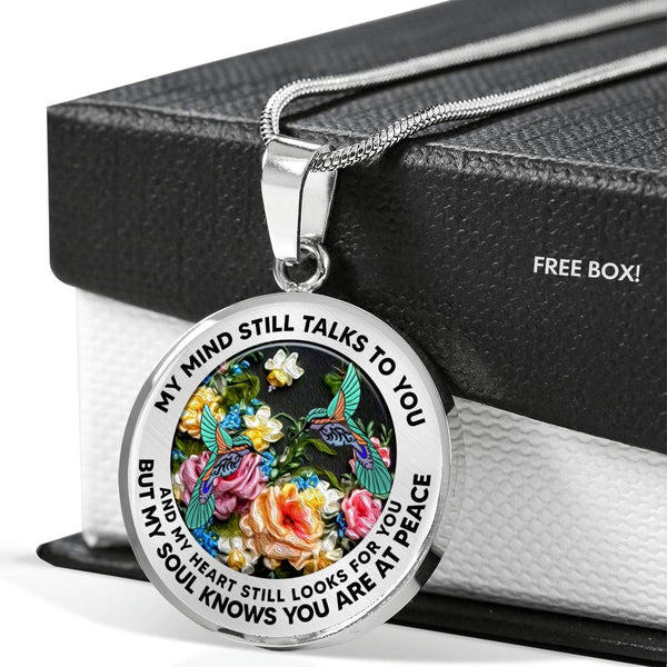 AG2908096 My Mind Still Talks To You Hummingbirds Flower Luxury Necklace with Back Engraving