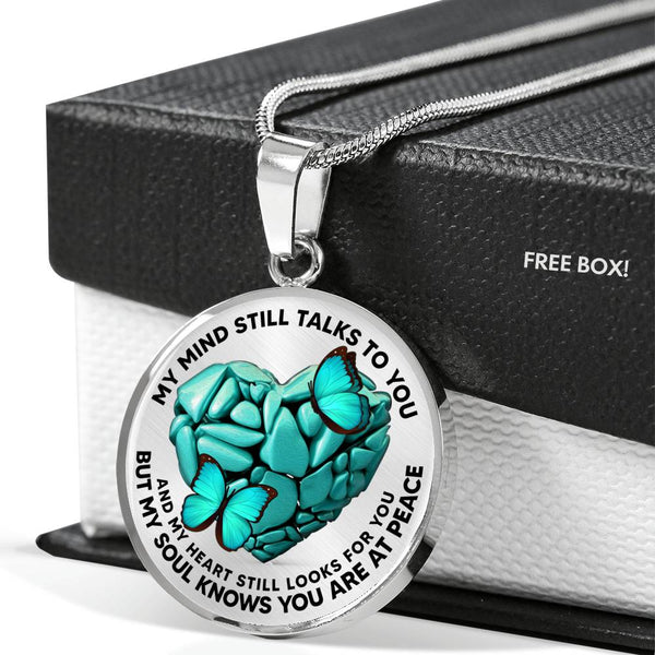 SP0109002 Mind Still Talks To You Turquoise Butterflies Broken Heart Of Rocks Luxury Necklace with Back Engraving