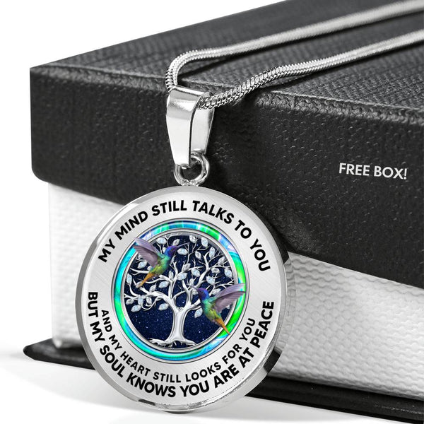 JL2307002 My Mind Hummingbird Opal Circle Silver Tree Of Life And Galaxy Luxury Necklace with Back Engraving