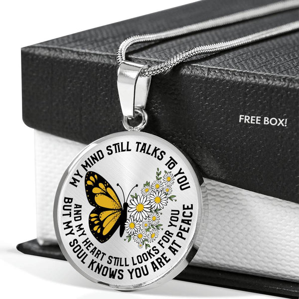 DAI02 Butterfly Daisy Flowers NE01 My Mind Still Talks To You Luxury Necklace with Back Engraving