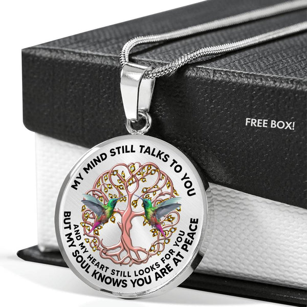 JL2407125 My Mind Still Talks To You Green Hummingbirds Rose Gold Celtic Tree Of Life Luxury Necklace with Back Engraving