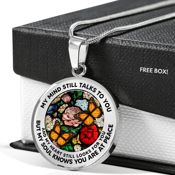 AG2608035 My Mind Still Talks To You Orange Monarch Butterflies Flower Luxury Necklace with Back Engraving