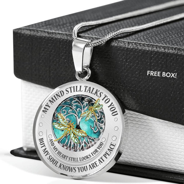 My Mind Still Talks To You Dragonflies Tree Of Life SP2209019 Luxury Necklace with Back Engraving