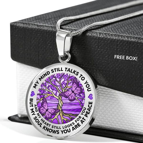 AG1308020 My Mind Still Talks To You Purple Butterflies Tree Of Life  Luxury Necklace with Back Engraving