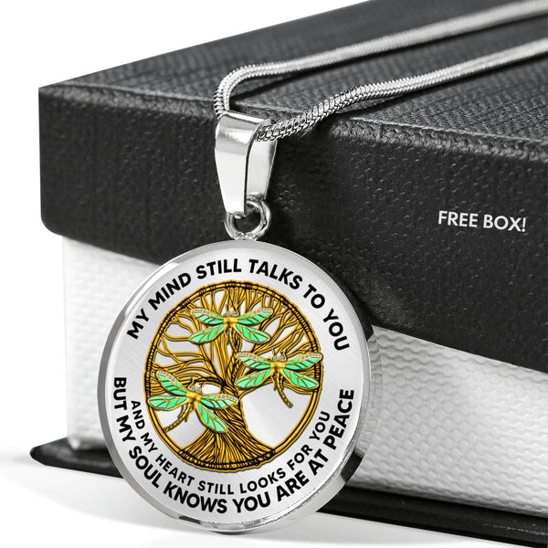 JL2207014 My Mind Gold Dragonflies Golden Crystals Quartz Tree of Life Luxury Necklace with Back Engraving
