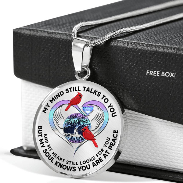 JL2207003 My Mind Red Cardinals And Metal Heart Tree Of Life With Galaxy Luxury Necklace with Back Engraving