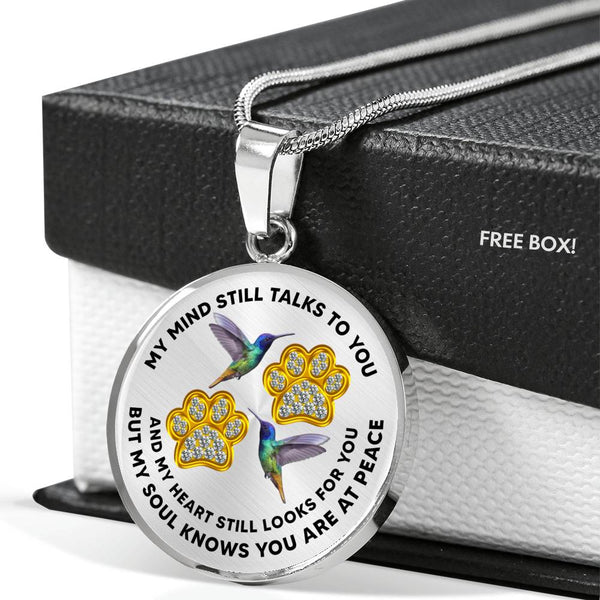 JL1507004 My Mind Still Talks To You Hummingbirds Gold Paw Luxury Necklace with Back Engraving