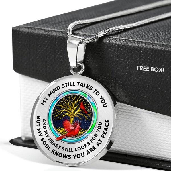 JL1407011 My Mind Still Talks To You Red Cardinals Opal Gold Tree Of Life And Dark Luxury Necklace with Back Engraving