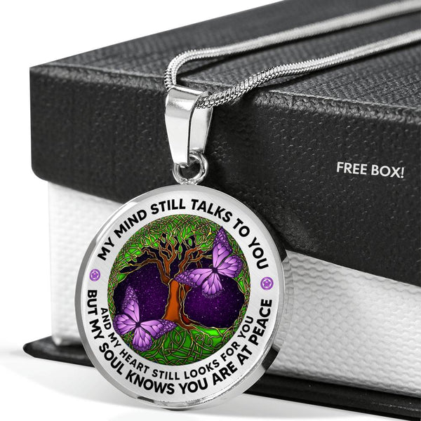 AG1508010 My Mind Still Talks To You Purple Butterflies Tree Of Life  Luxury Necklace with Back Engraving