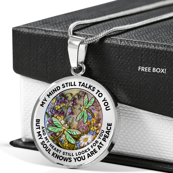 AG2908079 My Mind Still Talks To You Dragonflies Flower Luxury Necklace with Back Engraving